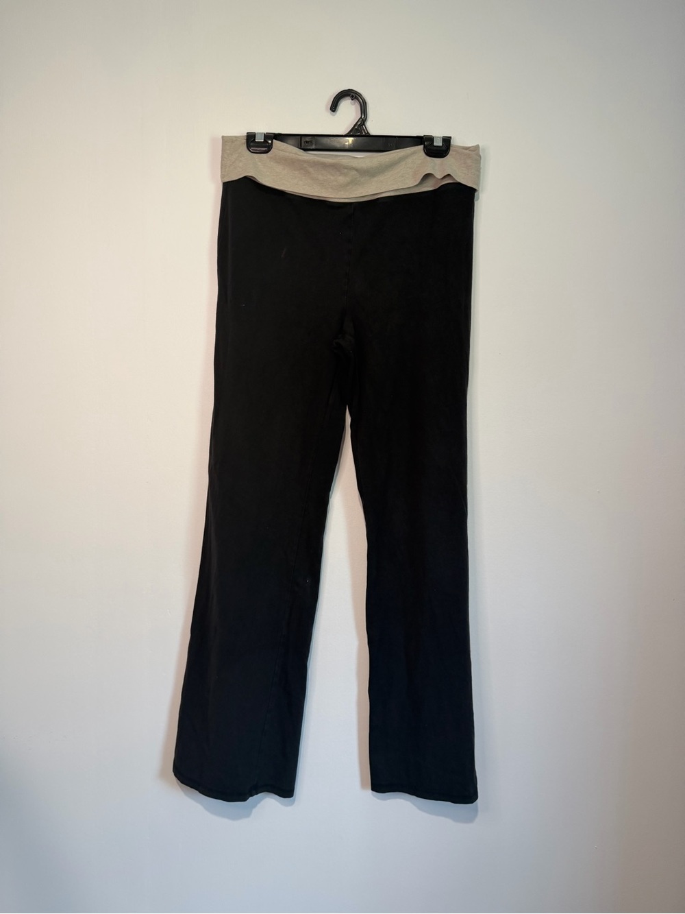 No Boundaries Vintage Y2K Foldover Waist Yoga Pants Black Oatmeal Large